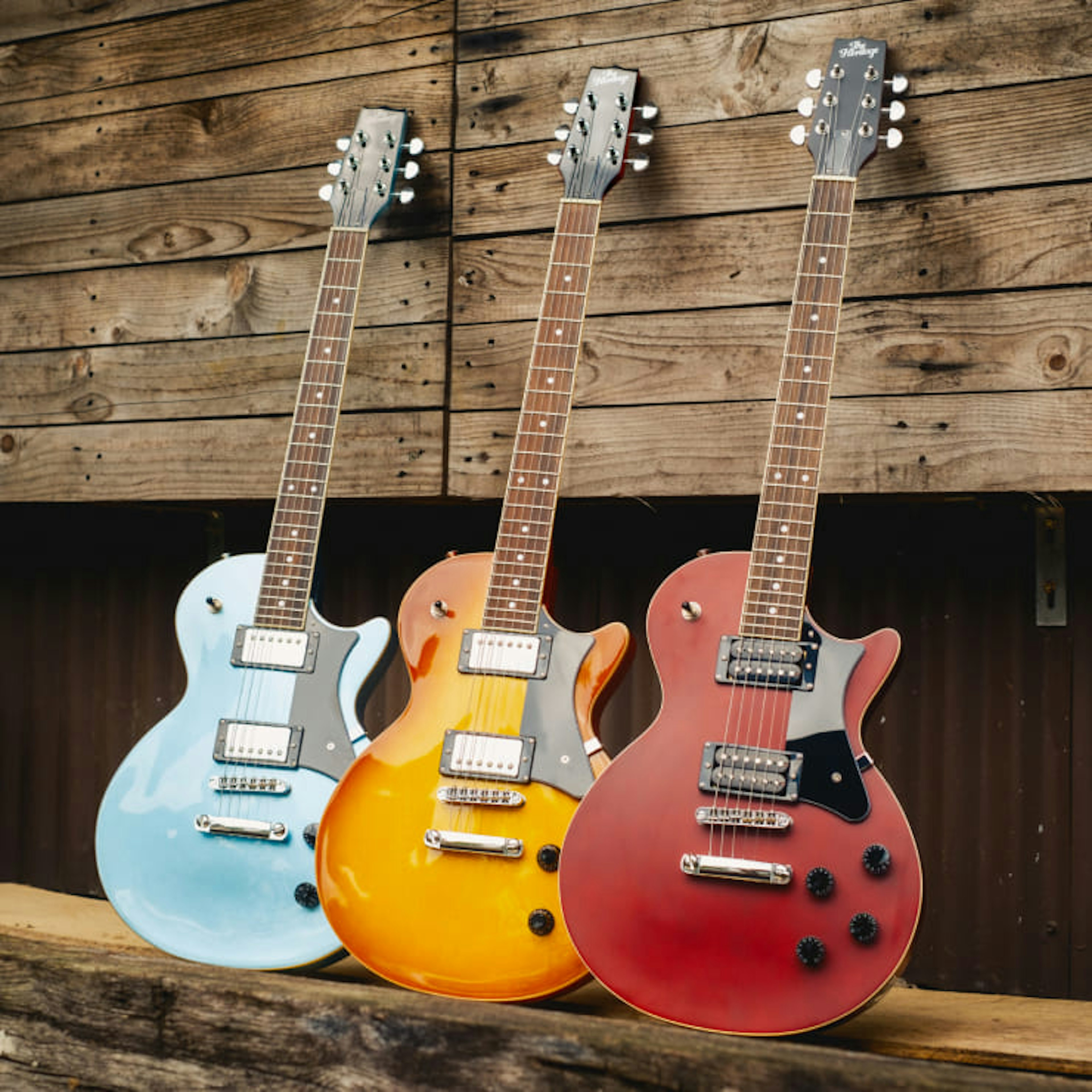 Heritage Guitar Inc. solid-body electric guitars in vibrant colors—crafted for exceptional tone and timeless style.